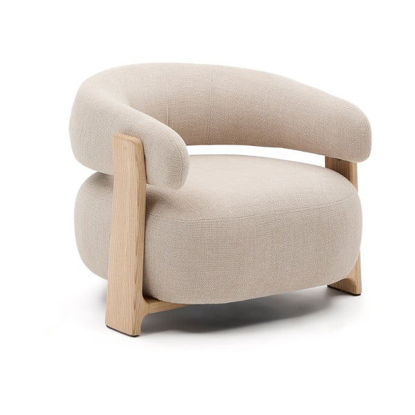 Beżowy fotel z tkaniny szenilowej Granite – Kave Home