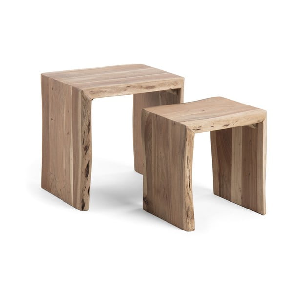 Stoliki z litego drewna akacjowego zestaw 2 szt. 42x50 cm Zuleika – Kave Home