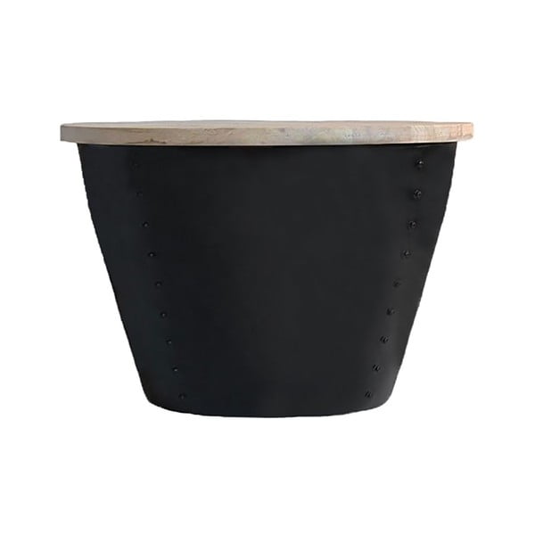 Czarny stolik z blatem z drewna mango LABEL51 Indi, ⌀ 46 cm