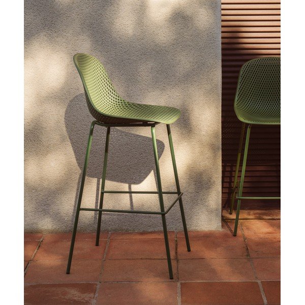 Zielony metalowy/plastikowy hoker ogrodowy Quinby – Kave Home-image-1