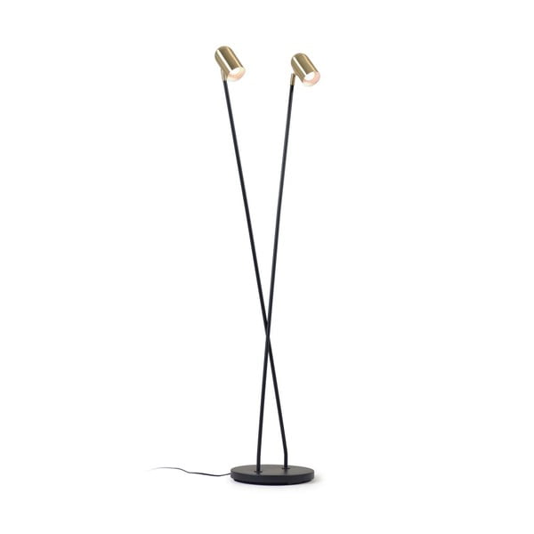 Lampa stojąca w czarno-złotym kolorze z metalowym kloszem (wysokość 152 cm) Clemence – Kave Home