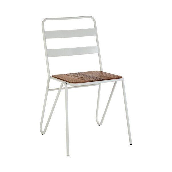Białe/w naturalnym kolorze krzesło z litego drewna wiązu District – Premier Housewares