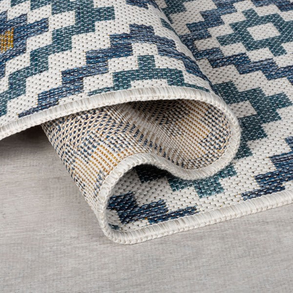 Żółto-niebieski dywan odpowiedni na zewnątrz 80x230 cm Zia Trellis – Flair Rugs-image-2