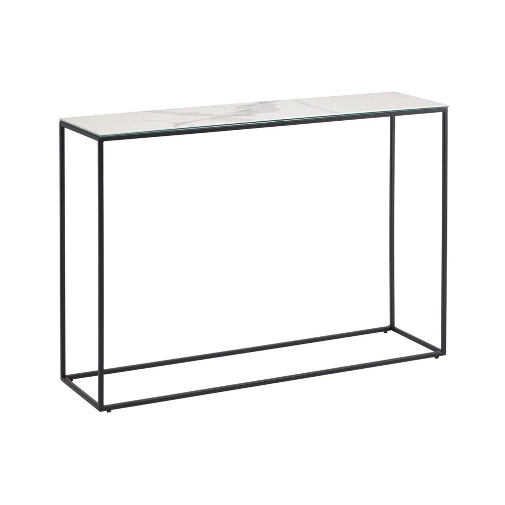 Czarno-biała konsola z ceramicznym blatem 30x110 cm Rewena – Kave Home