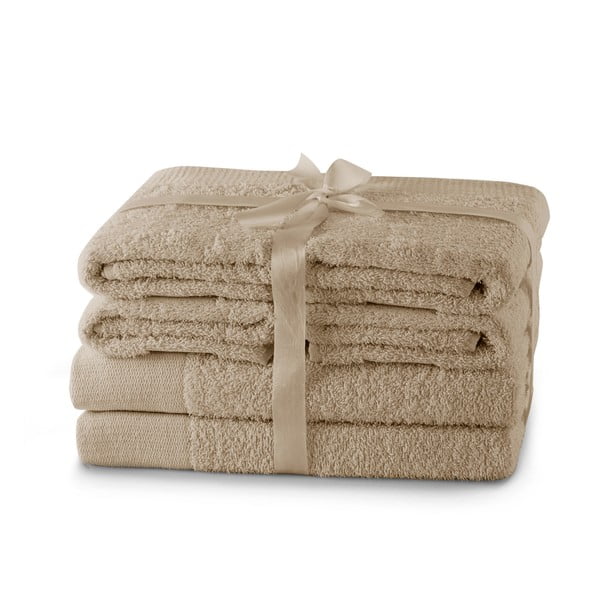 Beżowe bawełniane ręczniki zestaw 6 szt. frotte Amari – AmeliaHome