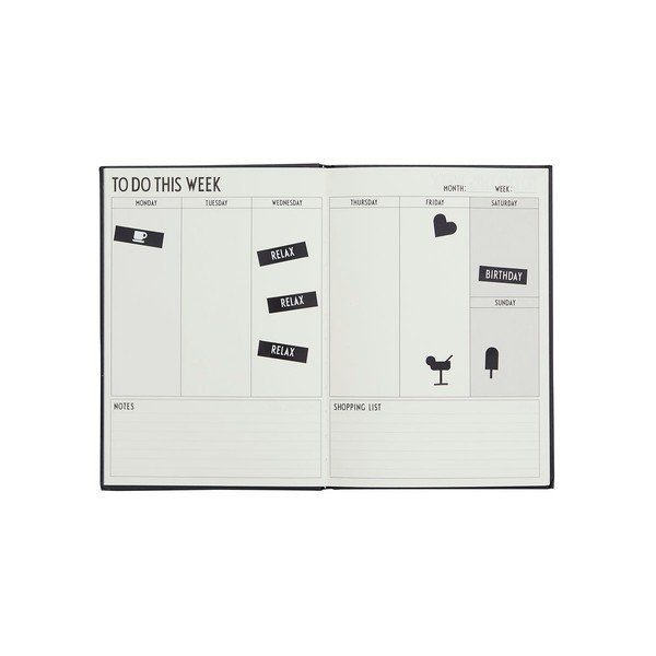 Czarny tygodniowy planer Design Letters Plans-image-1