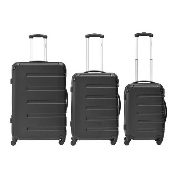 Zestaw 3 czarnych walizek podróżnych Packenger
