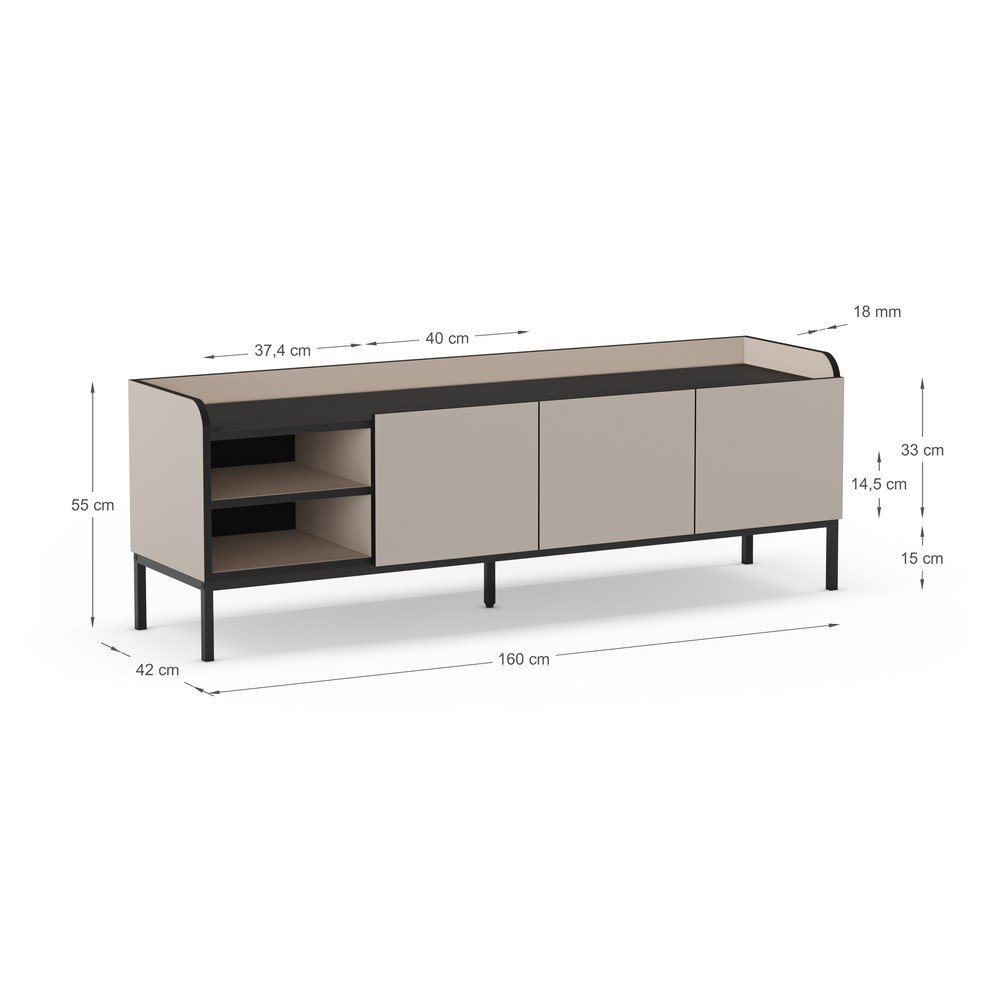 Kremowa szafka pod TV 160x55x42 cm Adara – Marckeric (zdjęcie 9)