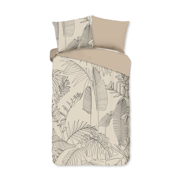 Beżowa bawełniana pościel jednoosobowa 140x220 cm Sym – Good Morning