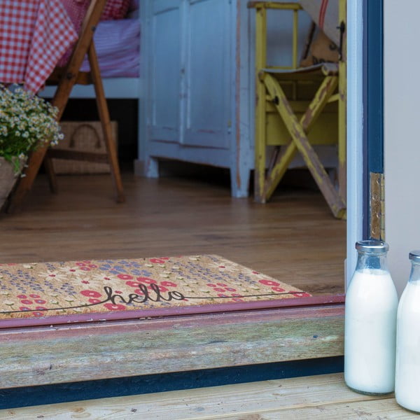 Wycieraczka z włókna kokosowego 40x120 cm Hello Scribbly Floral – Artsy Doormats-image-3