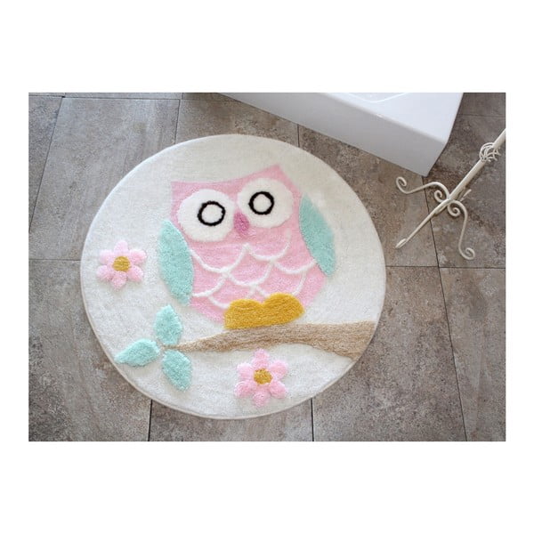 Dywanik łazienkowy Alessia Owl Ecru, Ø 90 cm