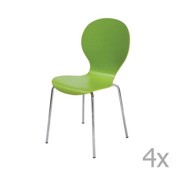 Zestaw 4 zielonych krzeseł 13Casa Siltou