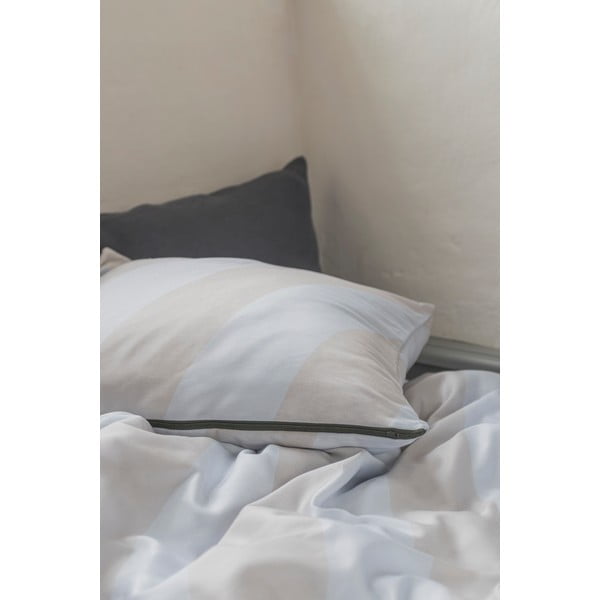 Jasnoszaro-beżowa pościel dwuosobowa z satyny bawełnianej 200x220 cm Diagonal – Mette Ditmer Denmark-image-2