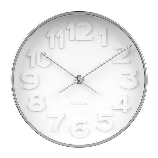 Zegar z elementami w kolorze srebra Karlsson Stout, ⌀ 22 cm
