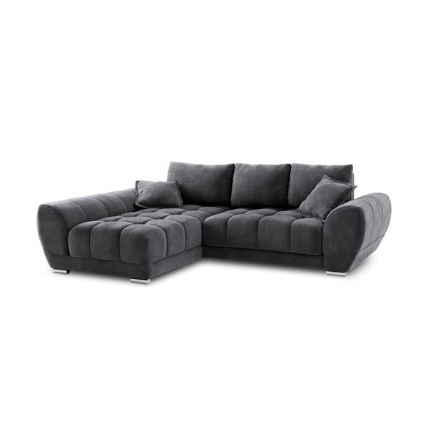 Ciemnoszary rozkładany narożnik z aksamitnym obiciem Windsor & Co Sofas Nuage, lewostronny-image-2