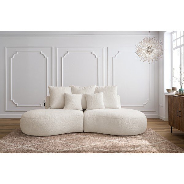 Biała sofa z materiału bouclé 260 cm Saint-Germain – Bobochic Paris-image-1