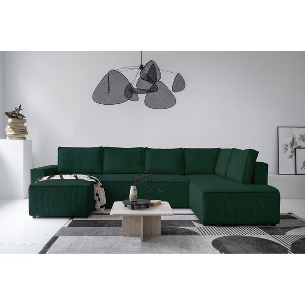 Ciemnozielony sztruksowy rozkładany narożnik (prawostronny/w kształcie litery U) Brave Dave – Miuform-image-4