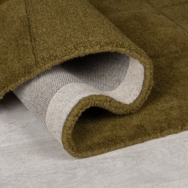 Wełniany dywan tkany ręcznie w kolorze khaki 120x170 cm Checkerboard – Flair Rugs-image-2