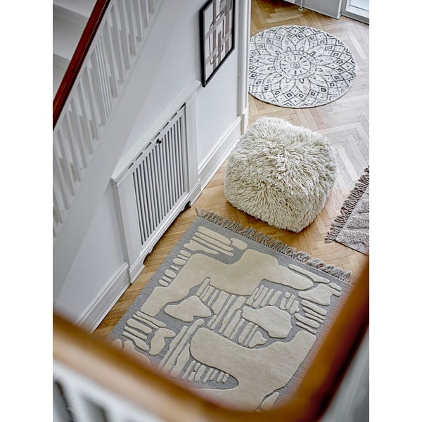 Kremowy wełniany puf Lomba – Bloomingville-image-3