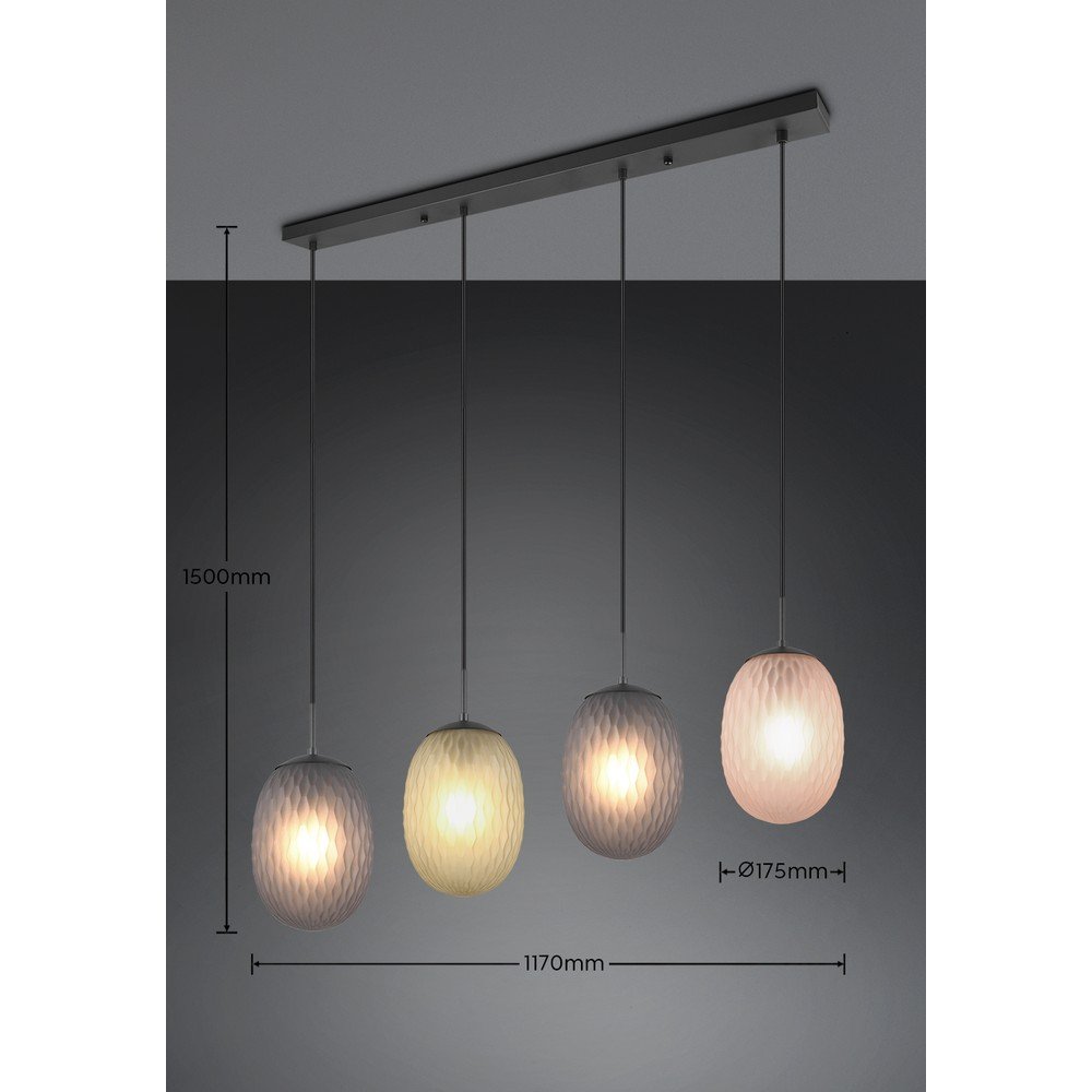 Lampa wisząca w kolorze matowej czerni ze szklanym kloszem Facette – Trio (zdjęcie 8)