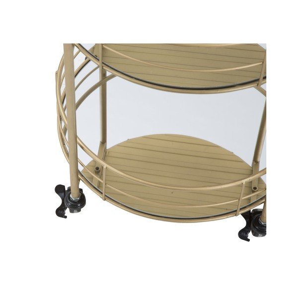 Regał/stolik barowy na kółkach 3-poziomowy z konstrukcją w złotym kolorze Mauro Ferretti Rondo-image-4