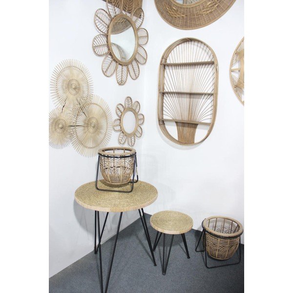 Lustro ścienne z rattanową ramą ø 81 cm Sevent's – Sema-image-1