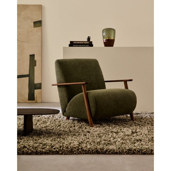 Zielony fotel z tkaniny szenilowej Meghan – Kave Home-image-1