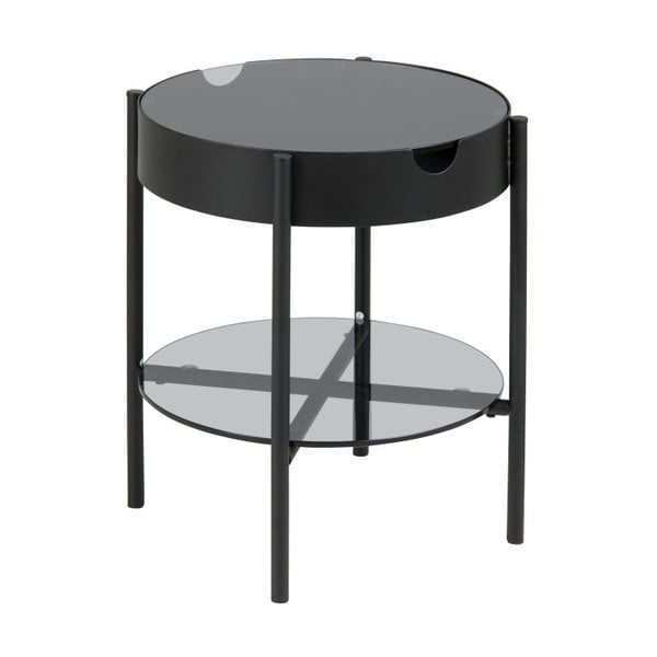 Czarny stolik ze schowkiem Actona Tipton, ⌀ 45 cm