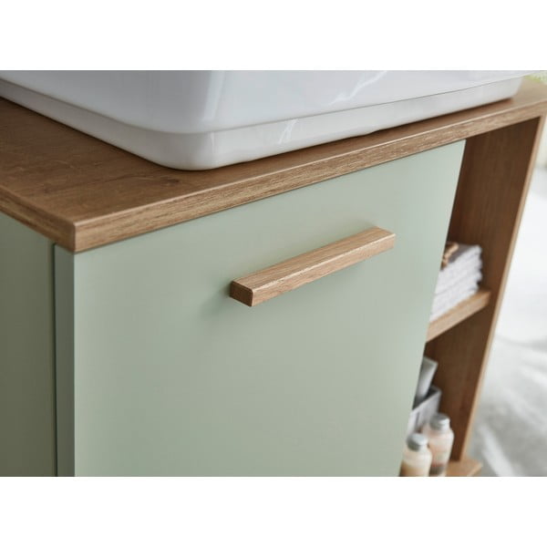 Zielona szafka pod umywalkę bez baterii w dekorze dębu 61x65 cm Set 963 – Pelipal-image-1