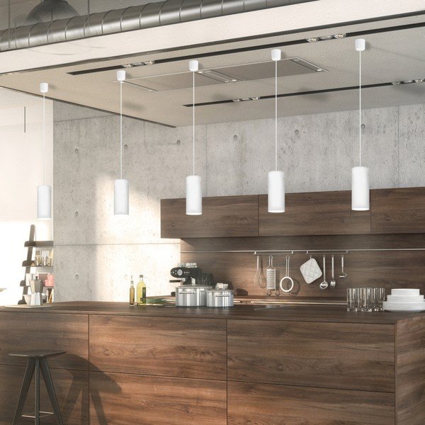 Biało-srebrna lampa wisząca z białym kabelam i białą oprawką Sotto Luce Paipu-image-3