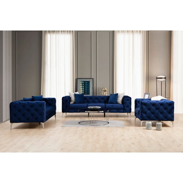 Ciemnoniebieska aksamitna sofa 197 cm Como – Artie-image-3