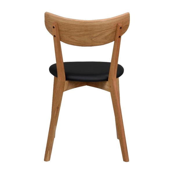 Brązowe dębowe krzesło do jadalni z czarnym siedziskiem Rowico Ami-image-3