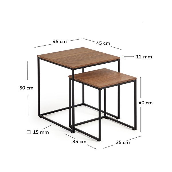 Stoliki z blatem w dekorze orzecha zestaw 2 szt. 45x45 cm Yoana – Kave Home-image-4