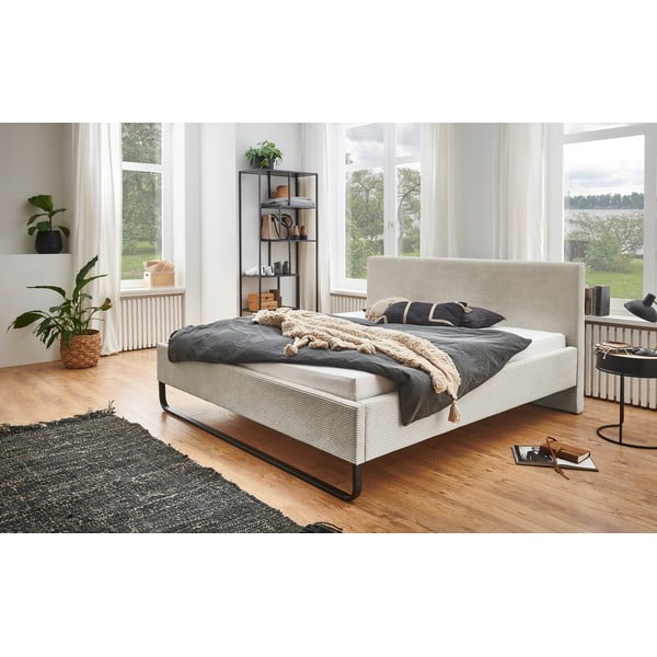 Beżowe tapicerowane łóżko dwuosobowe bez stelaża 180x200 cm Swing – Meise Möbel-image-1