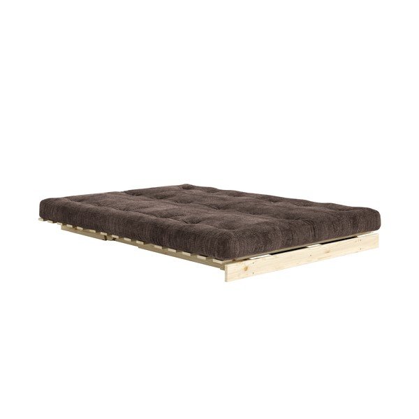 Ciemnobrązowa sztruksowa rozkładana sofa 140 cm Roots – Karup-image-1