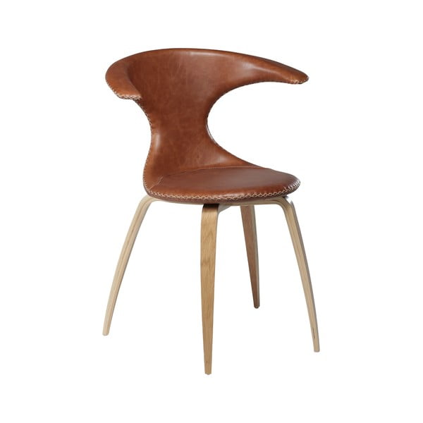 Brązowe krzesło skórzane z drewnianymi nogami DAN–FORM Denmark Flair