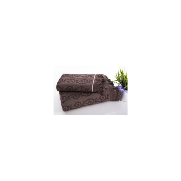 Komplet ręczników hamam Topak Brown, 50x90 oraz 70x150 cm