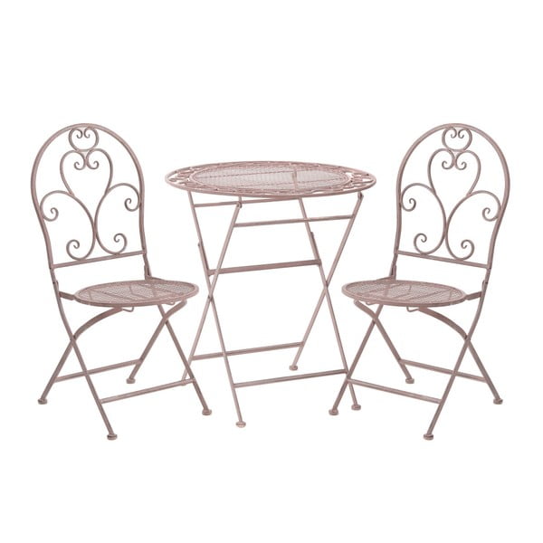 Komplet 2 różowy krzeseł i stołu ogrodowego InArt Antique