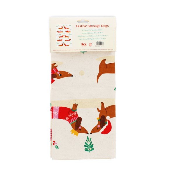 Bawełniana ścierka 70x50 cm Festive Sausage Dog – Rex London-image-3