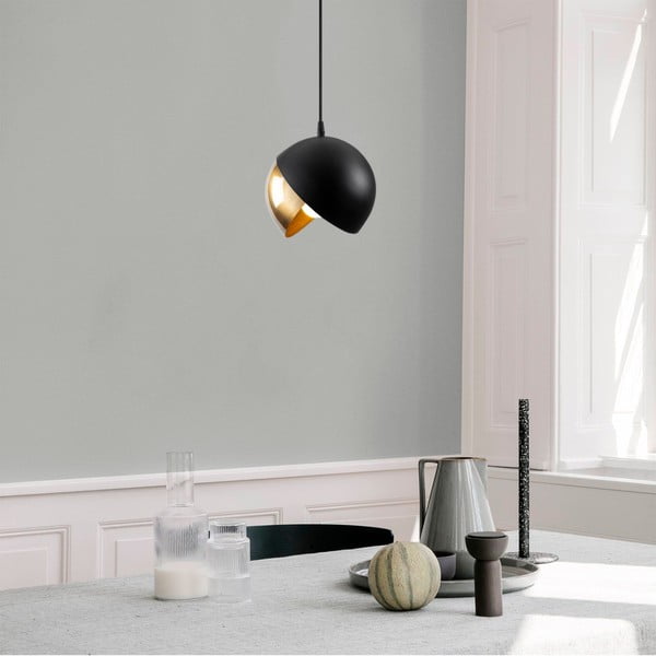Lampa wisząca w czarno-złotym kolorze z metalowym kloszem ø 20 cm Berceste – Opviq lights-image-1