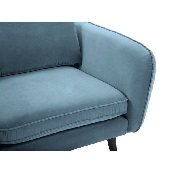 Jasnoniebieski aksamitny fotel z czarnymi nogami Kooko Home Lento-image-4