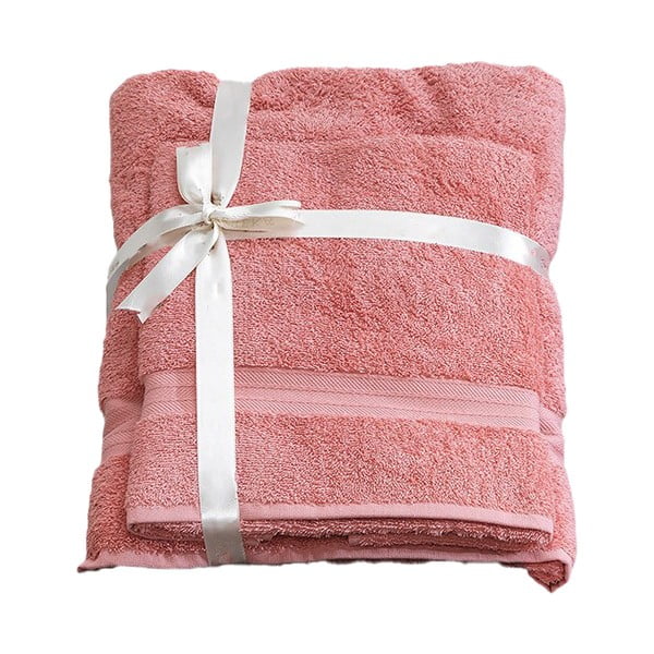 Różowe bawełniane ręczniki frotte zestaw 2 szt. – Foutastic