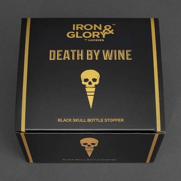 Czarna zatyczka do butelki w kształcie czaszki Luckies of London Death by Wine