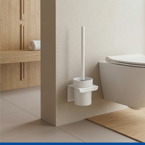 Biała plastikowa szczotka do WC z mocowaniem Turbo-loc bez wiercenia Lizan – Wenko-image-1