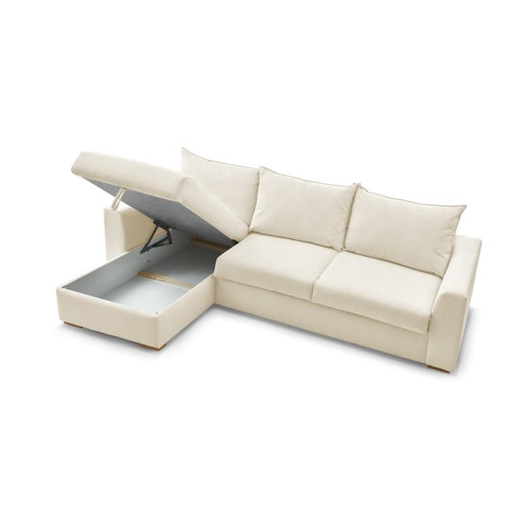 Kremowy sztruksowy rozkładany narożnik (strona zmienna) Augustin – Bobochic Paris-image-4