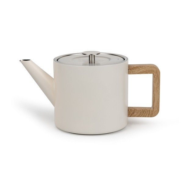 Dzbanek do herbaty ze stali nierdzewnej z sitkiem w kolorze kości słoniowej 1,1 l Duet Narvik – Bredemeijer