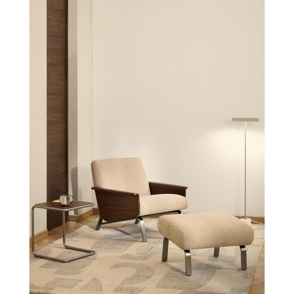 Jasnobrązowy fotel z tkaniny szenilowej Amsen – Kave Home-image-1