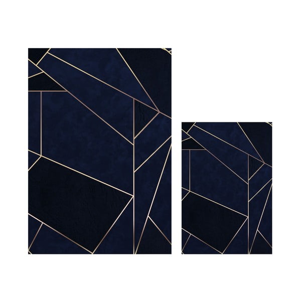 Ciemnoniebieskie dywaniki łazienkowe zestaw 2 szt. 60x100 cm Geometric – Mila Home