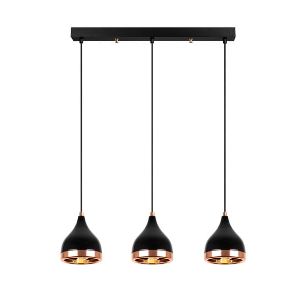Lampa wisząca w czarno-miedzianym kolorze z metalowym kloszem Yildo – Opviq lights