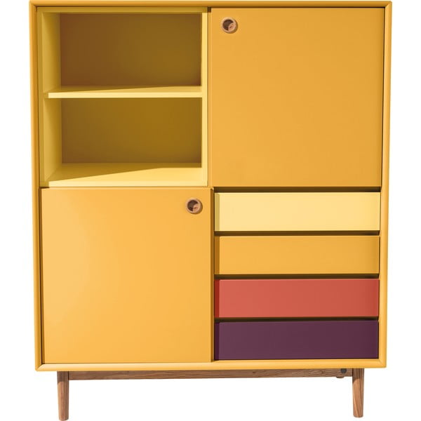 Musztardowa komoda Tom Tailor Color Box, 114x137 cm